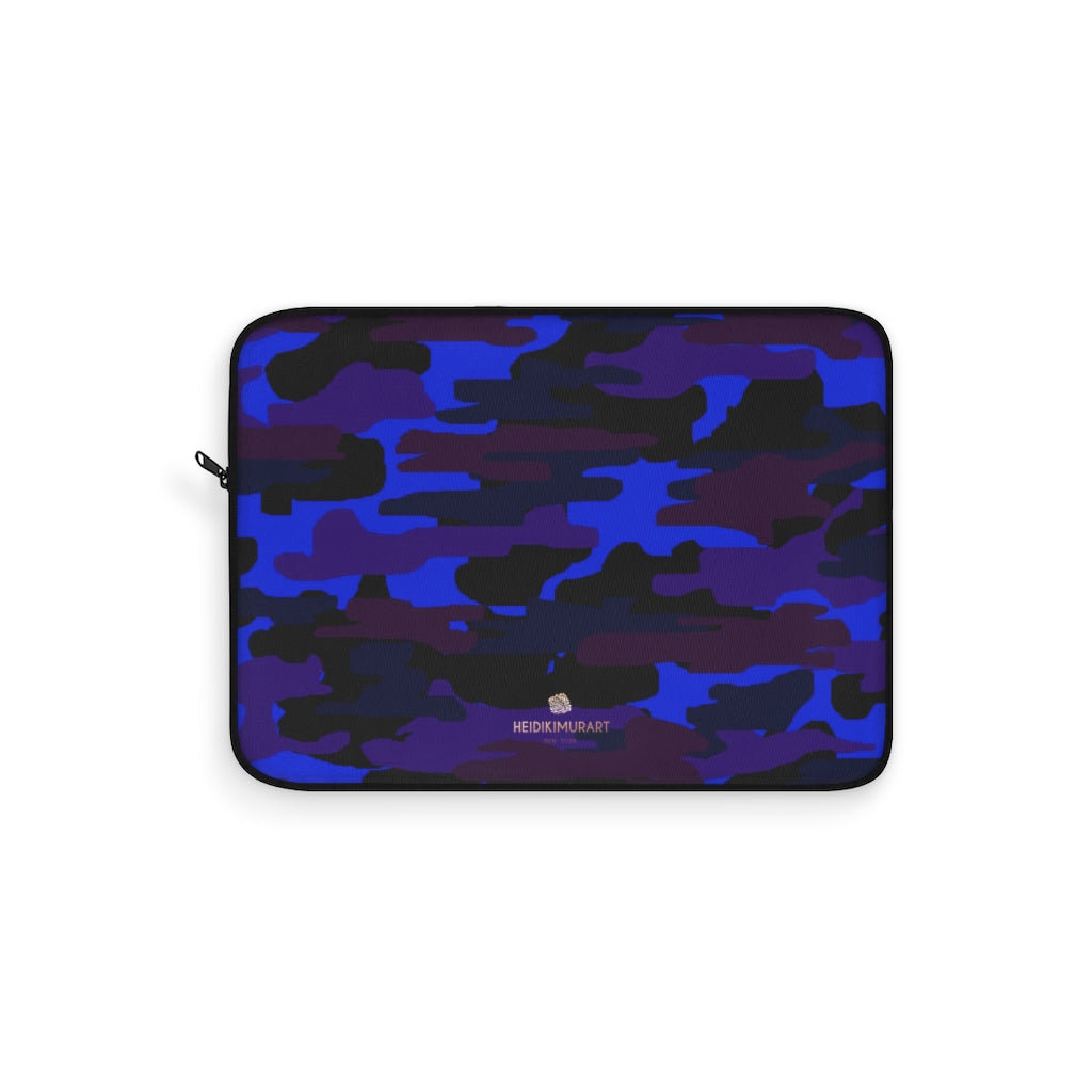 Dark Purple Blue Camo Print 12",13",15" Computer Laptop Sleeve Bag - Made in USA-Laptop Sleeve-15"-Heidi Kimura Art LLC