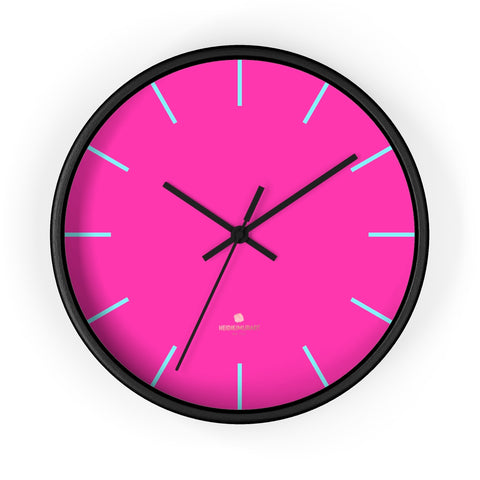 Candy Pink Solid Color Large Unique 10" Dia. Designer Modern Wall Clock- Made in USA-Wall Clock-10 in-Black-Black-Heidi Kimura Art LLC