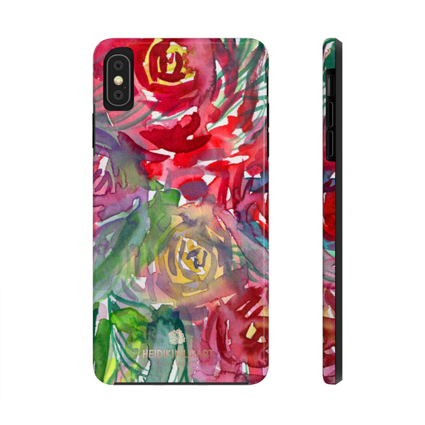 Red Rose Floral Print Phone Case, Flower Case Mate Tough Phone Cases-Made in USA - Heidikimurart Limited 