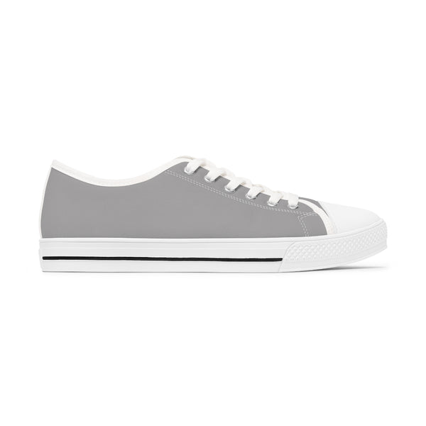 Ash Gray Color Ladies' Sneakers, Solid Grey Color Women's Canvas Fashion Low Top Sneakers (US Size: 5.5-12)