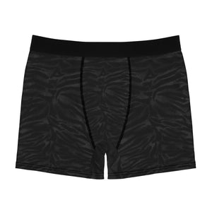 Black Tiger Striped Men's Underwear, Animal Print Men's Boxer Briefs Designer Underwear-Men's Underwear-L-Black Seams-Heidi Kimura Art LLC