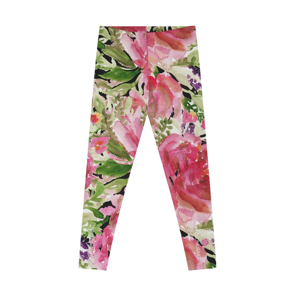 Floral Pink Stretchy Leggings- Made in USA