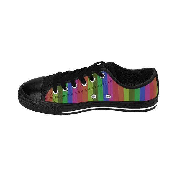 Faded Rainbow Stripe Gay Pride Women's Low Top Sneakers Running Shoes(US Size: 6-12)-Women's Low Top Sneakers-Heidi Kimura Art LLC