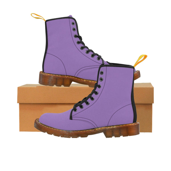 Purple Women's Canvas Boots, Solid Color Modern Essential Winter Boots For Ladies-Shoes-Printify-Brown-US 9-Heidi Kimura Art LLCPurple Women's Canvas Boots, Pastel Purple Classic Solid Color Designer Women's Winter Lace-up Toe Cap Ankle Hiking Boots (US Size 6.5-11) Modern Minimalist Casual Fashion Winter Boots