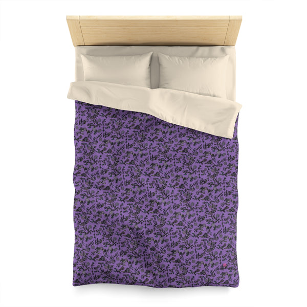 Purple Floral Microfiber Duvet Cover