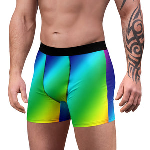 Bright Rainbow Men's Boxer Briefs, Gay Pride Sexy Underwear-All Over Prints-Printify-L-Black Seams-Heidi Kimura Art LLC Bright Rainbow Men's Boxer Briefs, Ombre Colorful Gay Pride Sexy Underwear, Best Underwear For Men Sexy Hot Men's Boxer Briefs Hipster Lightweight 2-sided Soft Fleece Lined Fit Underwear - (US Size: XS-3XL)