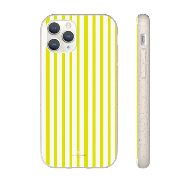 Yellow White Striped Biodegradable Case, Eco-Friendly Compostable Slim Lightweight Phone Case-Phone Case-Printify-WOYC-iPhone 11 Pro-Heidi Kimura Art LLC