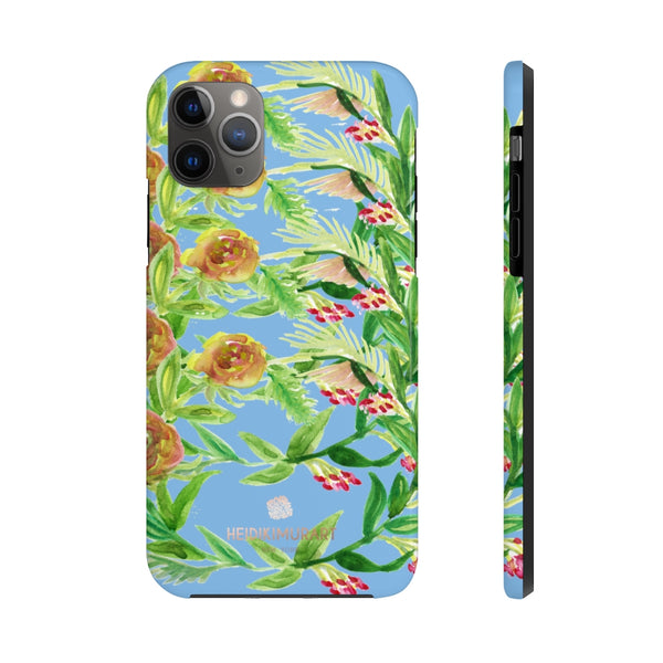 Blue Orange Floral Print Phone Case, Flower Case Mate Tough Phone Cases-Made in USA - Heidikimurart Limited 