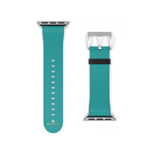 Teal Blue Solid Color 38mm/42mm Watch Band Strap For Apple Watches- Made in USA-Watch Band-38 mm-Silver Matte-Heidi Kimura Art LLC