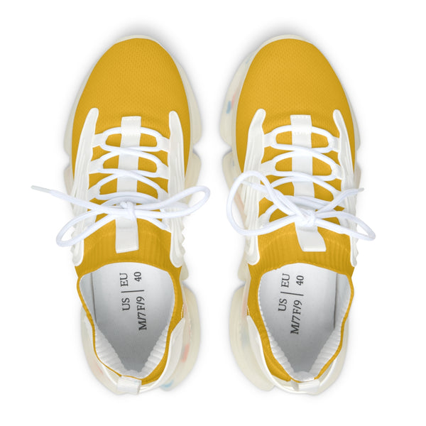 Women's Yellow Mesh Sneakers, Solid Yellow Color Laced up Mesh Sneakers For Women (US Size: 5.5-12) Mesh Athletic Shoes, Womens Mesh Shoes, Mesh Shoes Women, Women's Classic Low Top Mesh Sneaker, Women's  Breathable Mesh Shoes, Mesh Sneakers Casual Shoes 