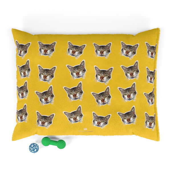 Yellow Cat Pet Bed, Solid Color Machine-Washable Pet Pillow With Zippers-Printed in USA-Pets-Printify-40x30-Heidi Kimura Art LLC