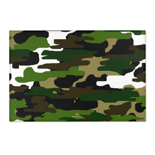 Green Camouflage Military Army Print Designer 24x36, 36x60, 48x72 inches Area Rugs - Printed in USA-Area Rug-36" x 24"-Heidi Kimura Art LLC