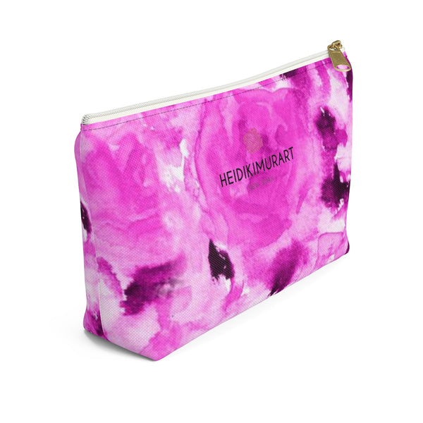 Pink Olympia Sweet Pink Rose Floral Designer Accessory Pouch with T-bottom-Accessory Pouch-Heidi Kimura Art LLC