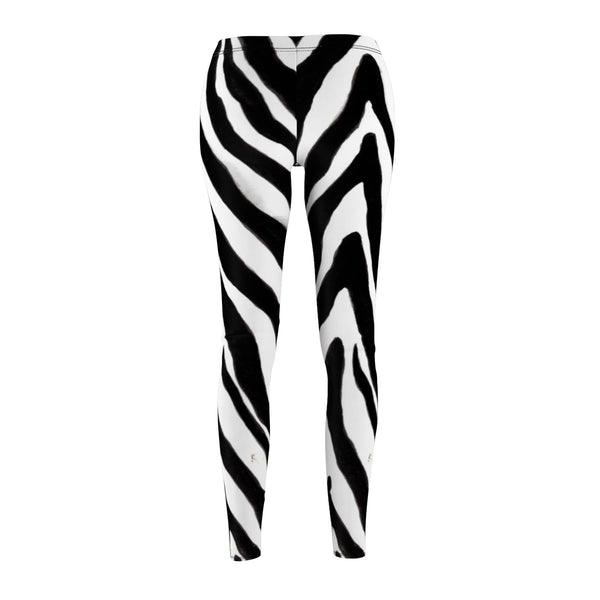 Women's Designer Zebra Stripe Animal Print Skinny Fit Casual Leggings - Made in USA-Casual Leggings-Heidi Kimura Art LLC