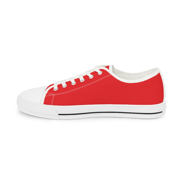 Red Color Men's Sneakers, Best Solid Red Color Modern Minimalist Best Breathable Designer Men's Low Top Canvas Fashion Sneakers With Durable Rubber Outsoles and Shock-Absorbing Layer and Memory Foam Insoles (US Size: 5-14)