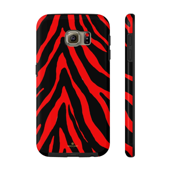 Red Zebra Stripe iPhone Case, Case Mate Tough Samsung Galaxy Phone Cases-Phone Case-Printify-Samsung Galaxy S6 Tough-Heidi Kimura Art LLC