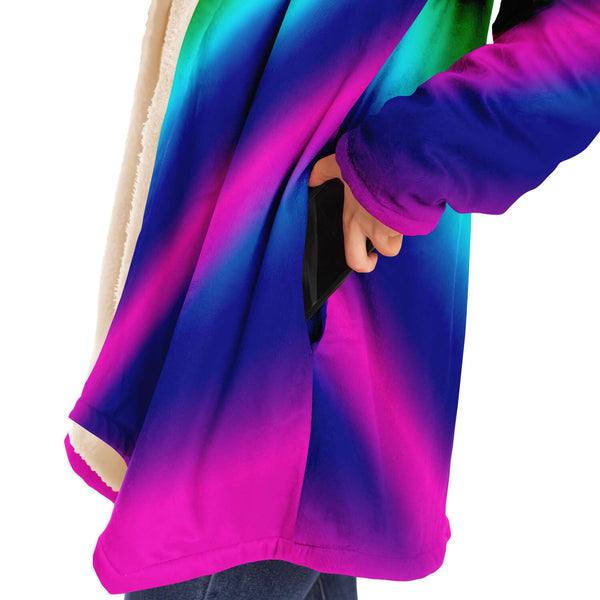 Rainbow Ombre Microfiber Fleece Jacket-Microfleece Cloak - AOP-Subliminator-Heidi Kimura Art LLC