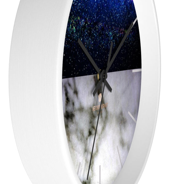 Night & Day Galaxy White Marble Print Premium Art 10" dia. Wall Clock-Made in USA-Wall Clock-Heidi Kimura Art LLC