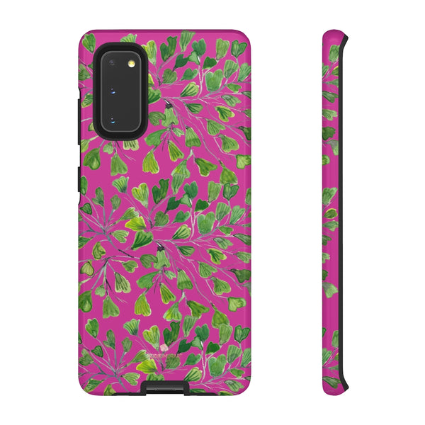 Pink Maidenhair Fern Tough Cases, Hot Pink Green Leaf Print Phone Case-Made in USA-Phone Case-Printify-Samsung Galaxy S20-Glossy-Heidi Kimura Art LLC