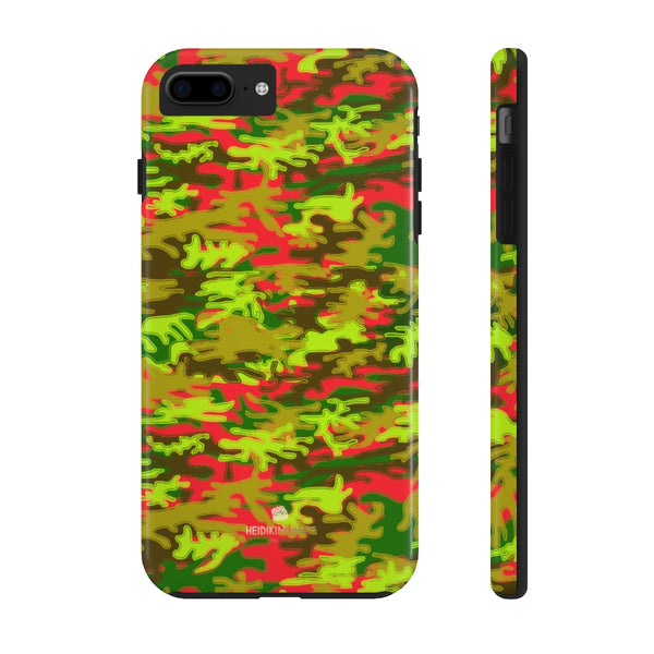 Red Green Camo iPhone Case, Case Mate Tough Samsung Galaxy Phone Cases-Phone Case-Printify-iPhone 7 Plus, iPhone 8 Plus Tough-Heidi Kimura Art LLC