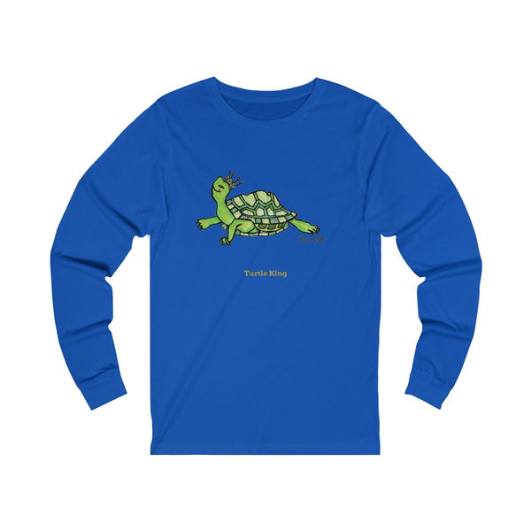 Turtle King Unisex Jersey Long Sleeve Tee Unisex T-Shirt, Made in USA (Size: X-2XL)-Long-sleeve-True Royal-S-Heidi Kimura Art LLC