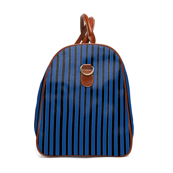 Blue Striped Waterproof Travel Bag