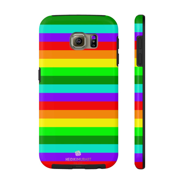 Rainbow Stripe Gay Pride iPhone Case, Colourful Case Mate Tough Samsung Galaxy Phone Cases-Phone Case-Printify-Samsung Galaxy S6 Tough-Heidi Kimura Art LLC