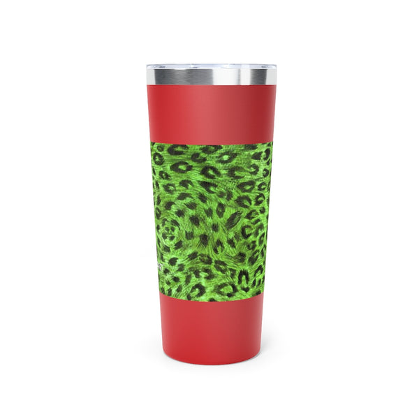 Green Leopard Print Tumbler, Copper Vacuum Insulated Tumbler, 22oz