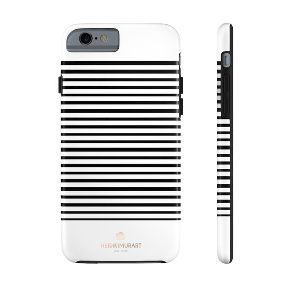 Black White Striped iPhone Case, Case Mate Tough Samsung Galaxy Phone Cases-Phone Case-Printify-iPhone 6/6s Tough-Heidi Kimura Art LLC
