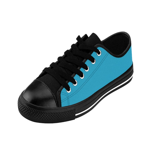 Sky Blue Color Women's Sneakers, Lightweight Blue Solid Color Designer Low Top Women's Canvas Bright Best Quality Premium Fashion Casual Sneakers Tennis Running Athletic Shoes (US Size: 6-12)
