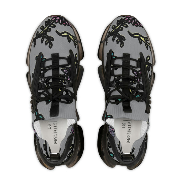 Grey Floral Print Men's Shoes, Colorful Floral Print Best Comfy Men's Mesh-Knit Designer Premium Laced Up Breathable Comfy Sports Sneakers Shoes (US Size: 5-12) Mesh Athletic&nbsp;Shoes, Mens Mesh Shoes,&nbsp;Mesh Shoes Men,&nbsp;Men's Classic Low Top Mesh Sneaker, Men's Breathable Mesh Shoes, Mesh Sneakers Casual Shoes&nbsp;