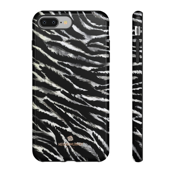 White Tiger Stripe Phone Case, Animal Print Tough Designer Phone Case -Made in USA-Phone Case-Printify-iPhone 8 Plus-Glossy-Heidi Kimura Art LLC