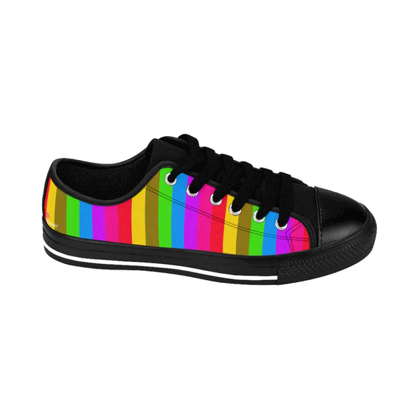 Rainbow Stripes Best Women's Sneakers, Gay Pride Vertical Striped Ladies' Tennis Shoes Low Tops