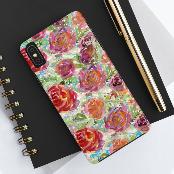 Blue Garden Rose Floral Print Phone Case, Flower Case Mate Tough Phone Cases-Made in USA - Heidikimurart Limited 