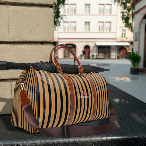 Brown Stripes Waterproof Travel Bag