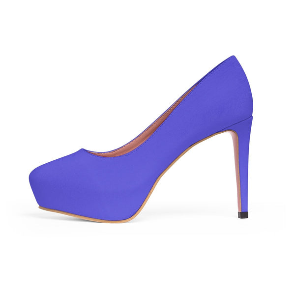 Bright Purple Solid Color Print Luxury Premium Women's Platform Heels (US Size: 5-11)-4 inch Heels-Heidi Kimura Art LLC