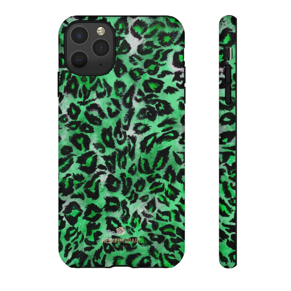 Green Leopard Phone Case, Animal Print Tough Designer Phone Case -Made in USA-Phone Case-Printify-iPhone 11 Pro Max-Matte-Heidi Kimura Art LLC