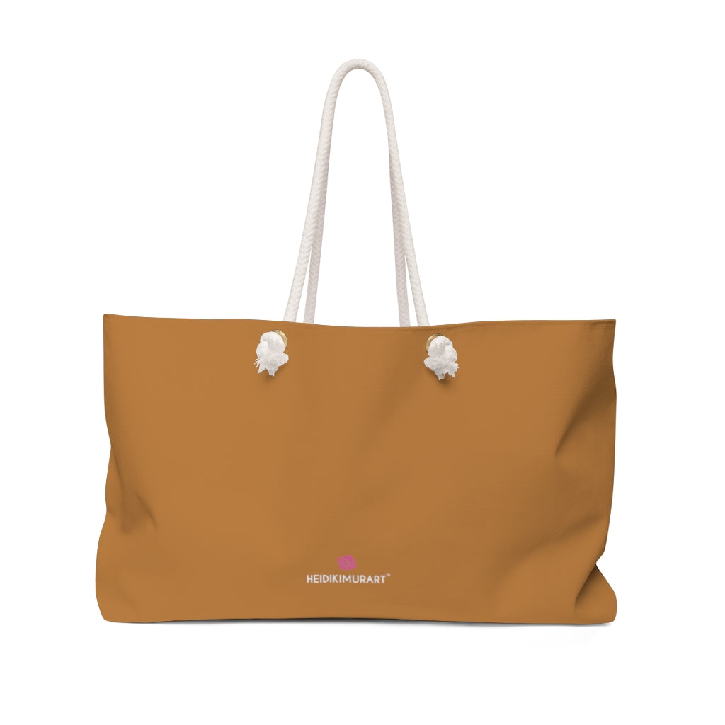 Beige Brown Color Weekender Bag, Solid Brown Color Best Oversized Designer 24"x13" Large Weekender Bag - Made in USA