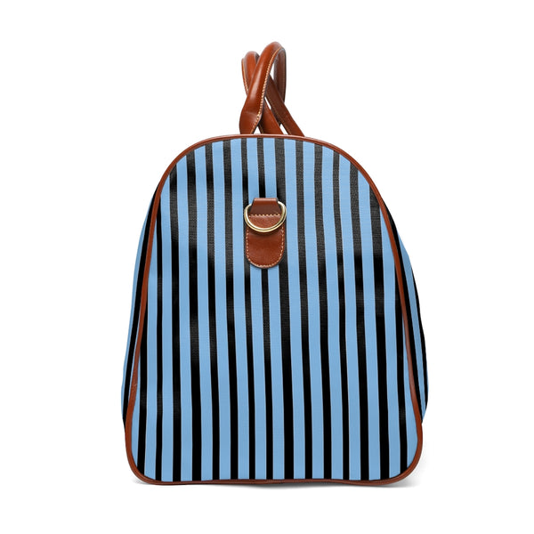 Blue Striped Waterproof Travel Bag