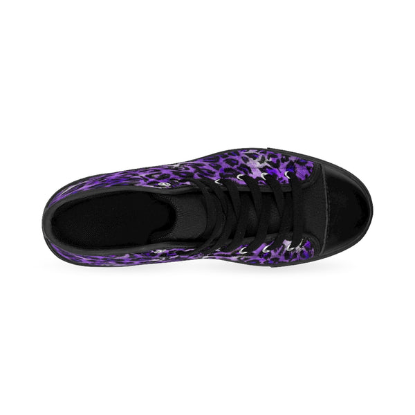 Purple Leopard Women's Sneakers, Animal Print Designer High-top Fashion Tennis Shoes-Shoes-Printify-Heidi Kimura Art LLCPurple Leopard Women's Sneakers, Animal Print 5" Calf Height Women's High-Top Sneakers Running Canvas Shoes (US Size: 6-12)