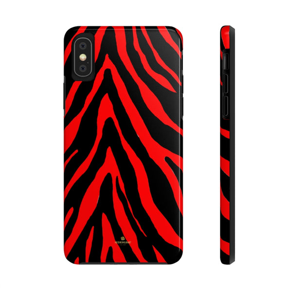 Red Zebra Stripe iPhone Case, Case Mate Tough Samsung Galaxy Phone Cases-Phone Case-Printify-iPhone X Tough-Heidi Kimura Art LLC
