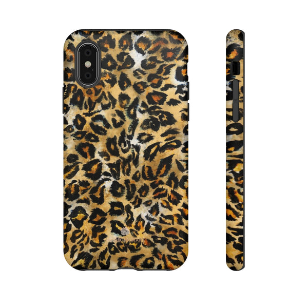 Brown Leopard Tough Cases, Animal Print Best Designer Phone Case-Made in USA-Phone Case-Printify-iPhone X-Matte-Heidi Kimura Art LLC