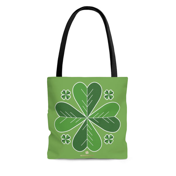 Lucky Light Green Irish Green Clover Leaf St. Patrick's Day Print Tote Bag- Made in USA-Tote Bag-Large-Heidi Kimura Art LLC