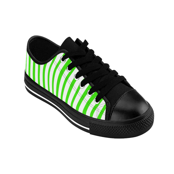 Green White Striped Women's Sneakers-Shoes-Printify-Heidi Kimura Art LLC