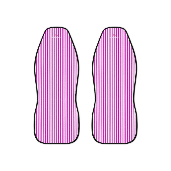 Pink Striped Car Seat Covers, White and Hot Pink Vertically Striped 2-Pcs Set (48.03" × 18.50") Polyester Car Seat Covers, Best Car Accessories Essential Premium Quality Best Soft Luxury Car Seat - 2 Pack For Your Car Seat Protection, Car Seat Protectors, Designer Car Seat Accessories, Pair of 2 Front Seat Covers, Custom Seat Covers, Luxury Car Seat Covers, Best Car Seat Covers