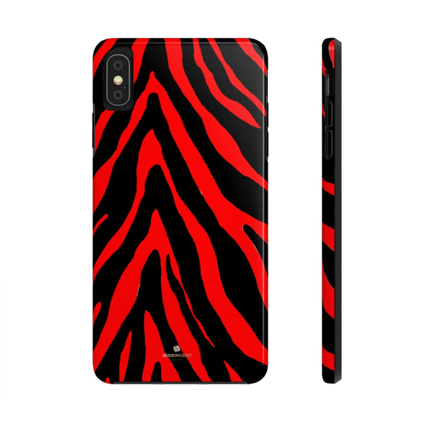 Red Zebra Stripe Phone Case, Animal Print Case Mate Tough Phone Cases-Made in USA - Heidikimurart Limited 