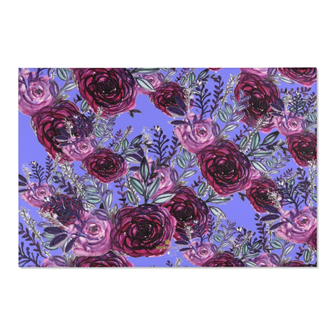 Red Rose Purple Floral Print Designer 24x36, 36x60, 48x72 inches Area Rugs- Printed in the USA-Area Rug-72" x 48"-Heidi Kimura Art LLC