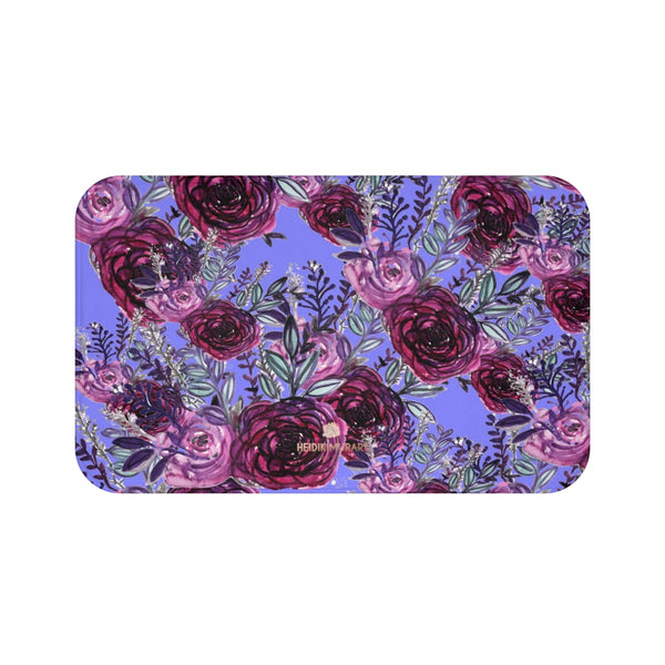 Purple Violet Rose Floral Print Design Anti-Slip Microfiber Bath Mat - Made in USA-Bath Mat-Large 34x21-Heidi Kimura Art LLC
