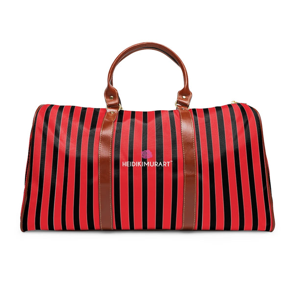 Red Striped Waterproof Travel Bag