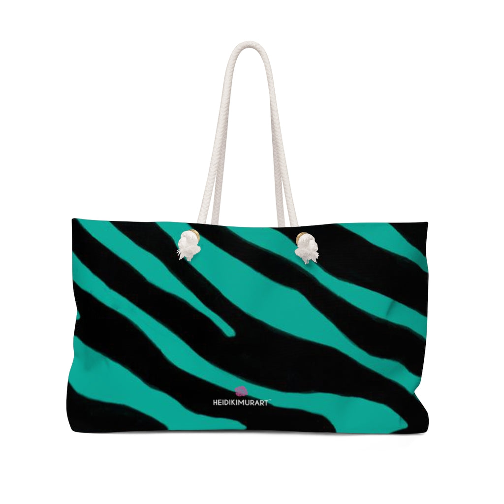 Blue Zebra Print Weekender Bag